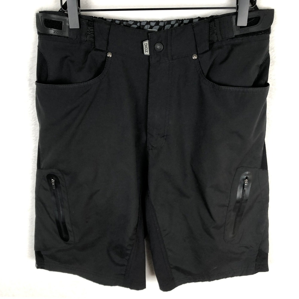 ZOIC Mountain Bike MTB Shorts Adjustable Waist Men's Sz M Black Pockets Stretch
